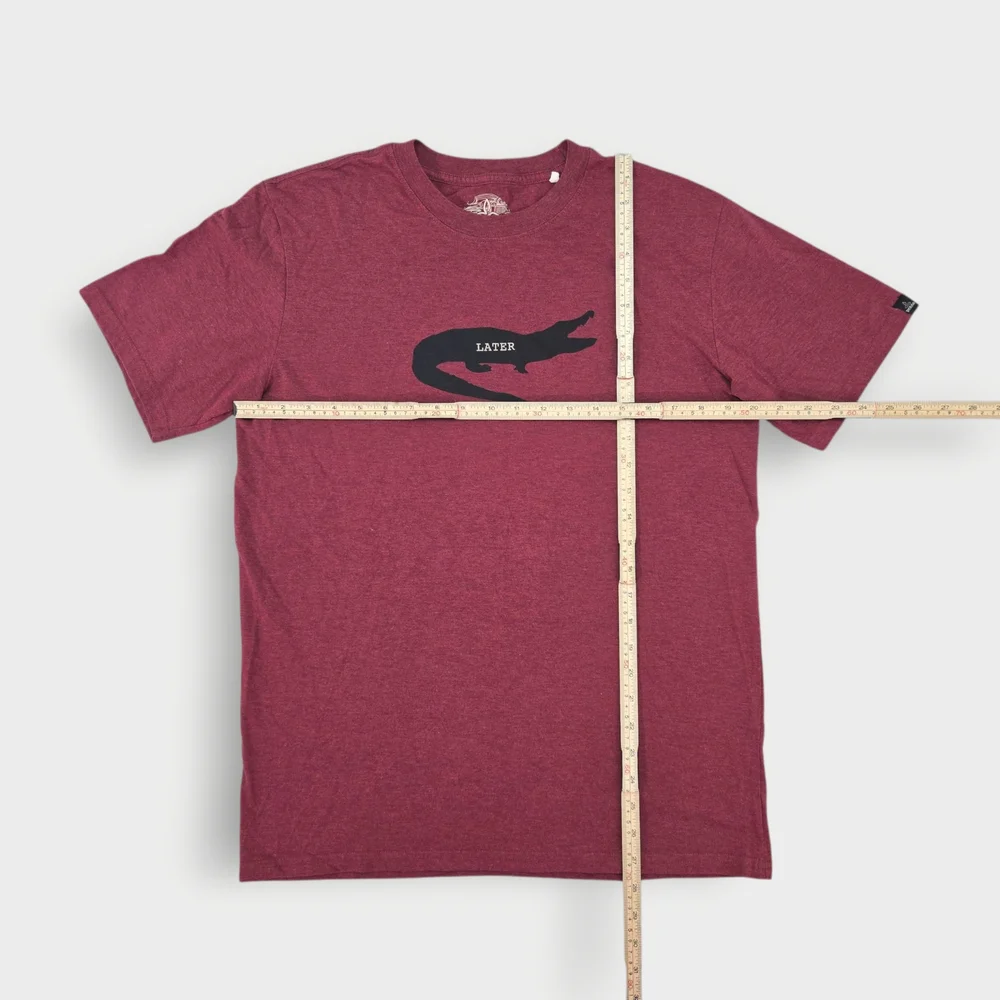 Prana Later Alligator Gator Burgundy RED Mens Size Large Soft Tee Organic Cotton - Picture 4 of 9